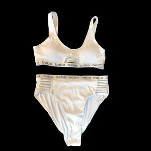 NWOT Bebe white two-piece bikini, M